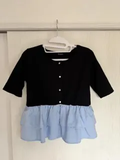 신품 미사용 アベイル RagOut ぺプラムフリルトップス 黒 水色 M