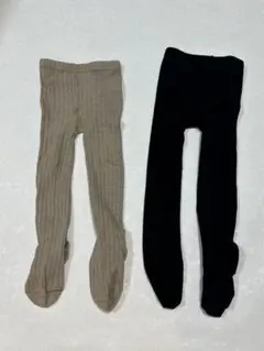 美品　ベビータイツ 2点セット ベージュ ブラック