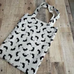 ペタンコトートバック　ねこ　音楽バッグ　レッスンバッグ　ハンドメイド