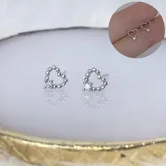 華奢 ミニハート ピアス シルバーカラー 高見え ジルコニア 1粒ストーン