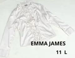 【エマジェイムス】EMMA JAMESフリル付き長袖ブラウス11 L ピンク