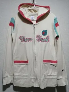 Champion クリーム色 パイル地 ジップアップパーカー フリーサイズ