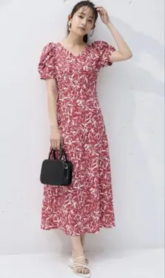 【美品】マーキュリーデュオ　フラワーパフスリーブワンピース S ロングワンピース