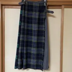 オニールオブダブリン チェック柄ロングスカート ネイビー グリーン