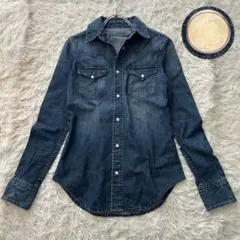 ✨極美品✨ ラルフローレン デニムウエスタンシャツ ロゴ刻印ボタン 洗える