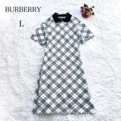 美品✨バーバリゴルフ ワンピース ポロシャツ ノバチェック ホワイト 綿 L