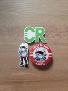Crazy Raccoon 缶バッジ&ステッカー セット Kawase カワセ
