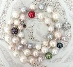 淡水パール大珠マルチカラーネックレス