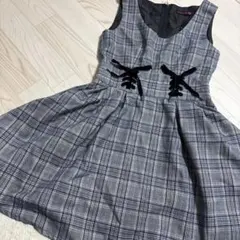 グレー系チェック ジャンバースカート