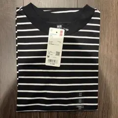 유니클로 에어리즘 코튼 T 테두리 블랙 M 사이즈