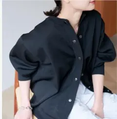 ジャーナルスタンダード ウォッシャブルバナナスリーブ カーディガン ブラック