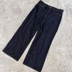 【美品】UNIQLO JEANS デニムワイドパンツ インディゴ 34 4XLのサムネイル