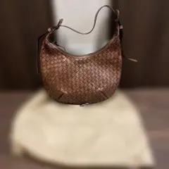 【値下げ】SAZABY/サザビー ブラウンレザー 編み込みショルダーバッグ