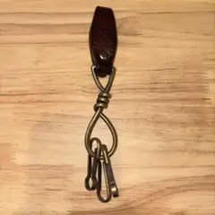 レザー フック付きキーホルダー ダークブラウン