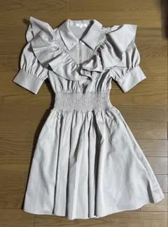 【rienda】 フロントジップハーフスリーブ シャツミニワンピース