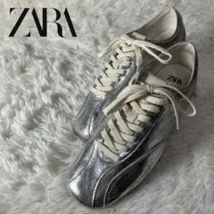未使用品 ZARA ザラ メタリックエフェクトスニーカー 25.5㎝