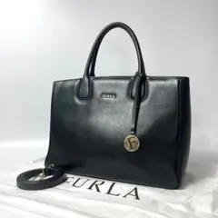 美品　フルラ　2way ショルダーバッグ　ハンドバッグ　斜め掛け　ブラック　黒