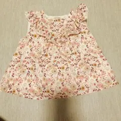 petit main バックリボン花柄フリルトップス 90