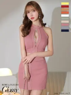 ROBE de FLEURSフロントジッパーxリブニット　GL3153 sサイズ