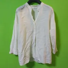 UNIQLO ホワイト 長袖シャツ M　リネン