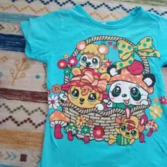 カラフル 動物プリント パンダ Tシャツ　半袖 青　水色 120