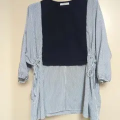 chocol raffine robe 異素材切替 チュニック ネイビーのサムネイル