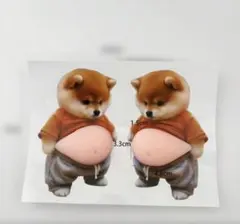 新品☆お腹 ぷにぷに シール 柴犬 2匹セット 3D 立体 豆柴 肉球 しば犬