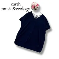 アースミュージックアンドエコロジー　レディース　半袖ブラウス　ネイビー　フリー