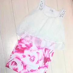 【E-101】ビジュー レース ミニワンピ 伸縮性あり デイライル 好きさんにも