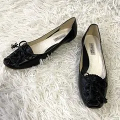 極美品✨elegance卑弥呼 パンプス リボン ブラック 希少サイド 26