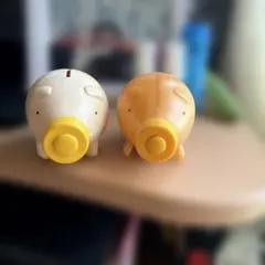 ライトオン！豚の貯金箱 2個セット ミニチュアオブジェ
