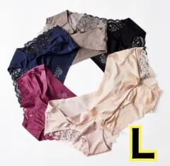 L　シームレス　レース ショーツ 光沢 3枚セット　大きいサイズ　プラスサイズ
