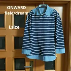 ONWARD★フィールドドリーム　重ね着風 ボーダーカットソー