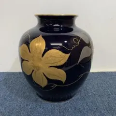 OKURA 大倉陶園 花瓶 金彩 フラワーベース 瑠璃金蝕鉄線 瑠璃金蝕鉄線 19cm花器