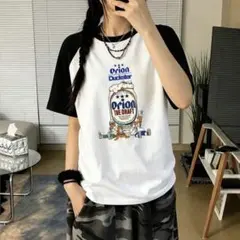 Orion ビール ラグラン 半袖Tシャツ ホワイト ブラック