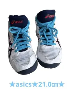 【美品】ASICS バスケットボールシューズ ホワイト/ネイビー21.0㎝