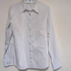 青山　白と青のストライプ 長袖シャツ