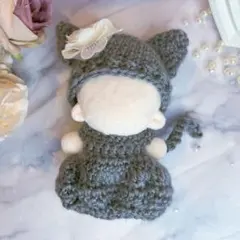ネコ耳帽子 ワンピース 10cm ぬい服 ちびぐるみ