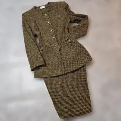 (2104)レトロ黒と金のチェック柄スカートセットアップ