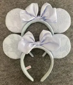 ディズニー　カチューシャ　ミニー　レース　水色　　ブルーエバーアフター　２つペア