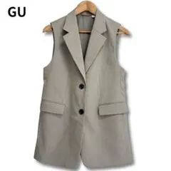 美品✨2024AW GU オーバーサイズテーラードベスト グレージュ ロングジレのサムネイル