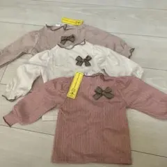 リボン付き長袖カットソー 3枚セット