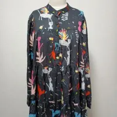 【シーヤード】ロングワンピース（フリー）アニマル柄 総柄 長袖