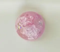 レジンヘアゴム 078 ぷっくりかわいいキラキラ星 ピンク パープル ビーズ