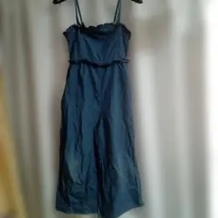 デニムブルー フリル付きオーバーオール