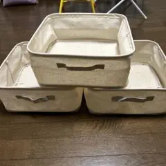 3個セット　無印良品　ポリエステル麻　ソフトボックス　角型　小