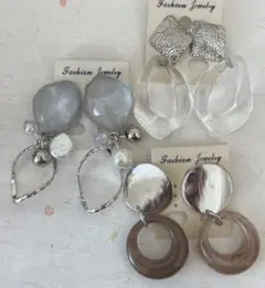 3点セット　446 ハンドメイド　樹脂　金属　ピアス　イヤリング　まとめ売り