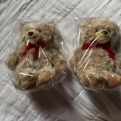 赤いリボンのテディベア 2体セットのサムネイル
