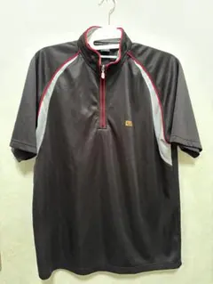 紳士　ハーフジップメッシュポロシャツ 黒　Lサイズ