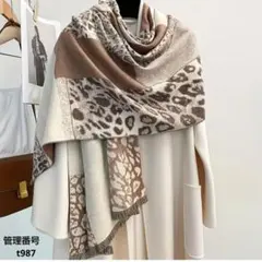 大判ストール レオパード ヒョウ柄 マフラー レディース 秋冬 防寒 ショール